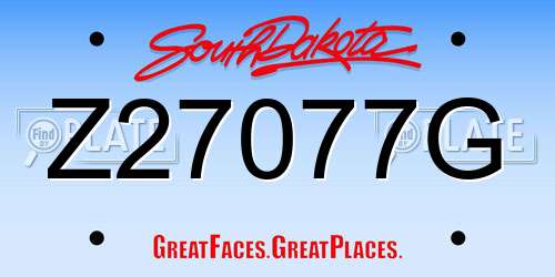 Z27077G South Dakota License Plate