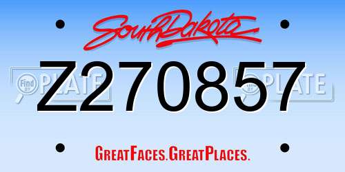Z270857 South Dakota License Plate