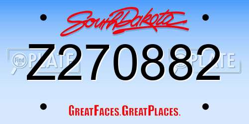 Z270882 South Dakota License Plate