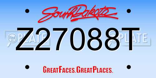 Z27088T South Dakota License Plate