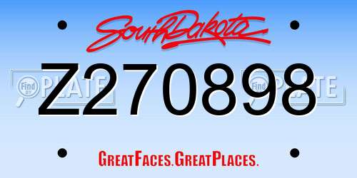 Z270898 South Dakota License Plate