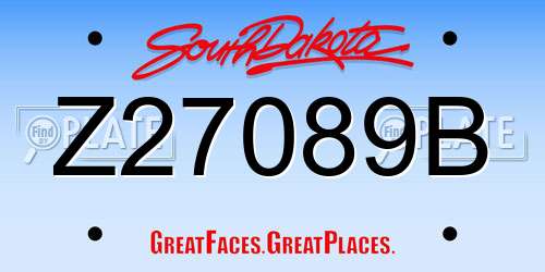 Z27089B South Dakota License Plate