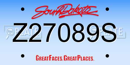 Z27089S South Dakota License Plate