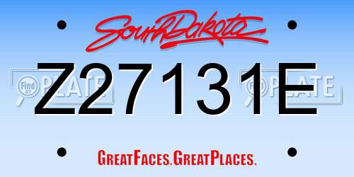 Z27131E South Dakota License Plate