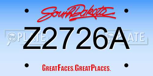Z2726A South Dakota License Plate