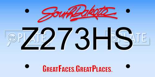 Z273HS South Dakota License Plate