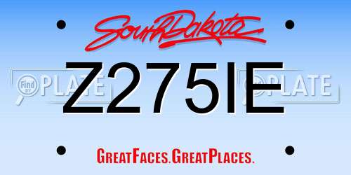 Z275IE South Dakota License Plate