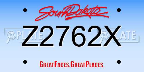 Z2762X South Dakota License Plate