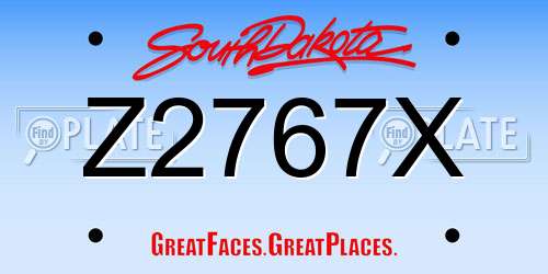 Z2767X South Dakota License Plate
