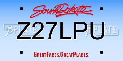 Z27LPU South Dakota License Plate