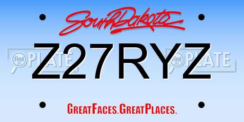 Z27RYZ South Dakota License Plate