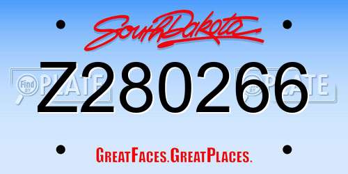 Z280266 South Dakota License Plate