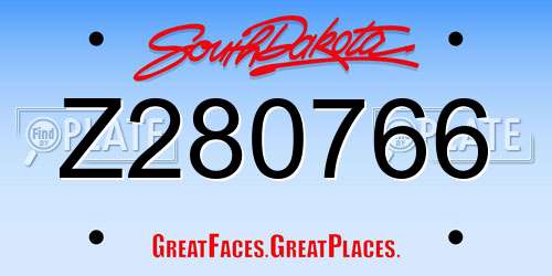 Z280766 South Dakota License Plate