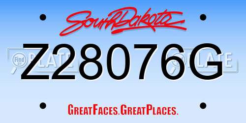 Z28076G South Dakota License Plate