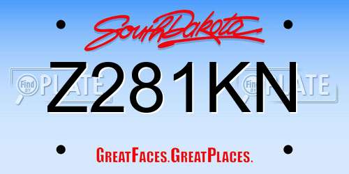 Z281KN South Dakota License Plate
