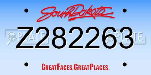 Z282263 South Dakota License Plate