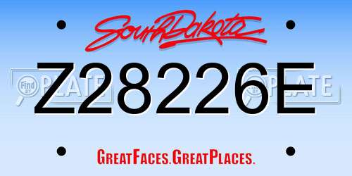Z28226E South Dakota License Plate