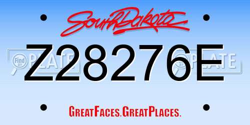 Z28276E South Dakota License Plate