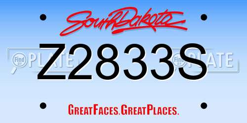 Z2833S South Dakota License Plate