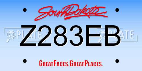 Z283EB South Dakota License Plate