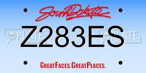 Z283ES South Dakota License Plate