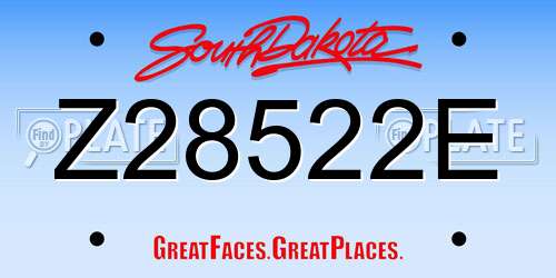 Z28522E South Dakota License Plate