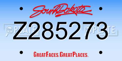 Z285273 South Dakota License Plate