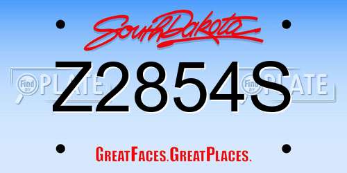 Z2854S South Dakota License Plate