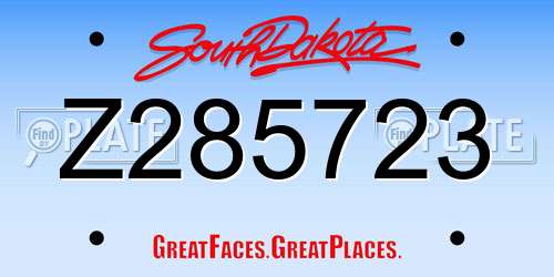 Z285723 South Dakota License Plate