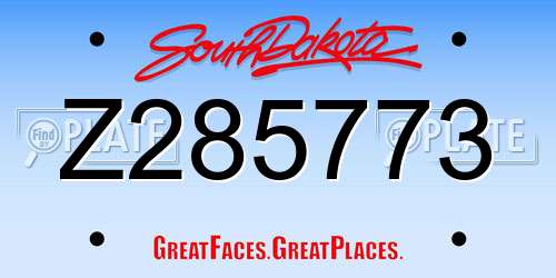 Z285773 South Dakota License Plate