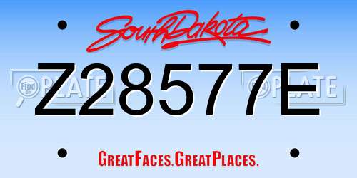 Z28577E South Dakota License Plate