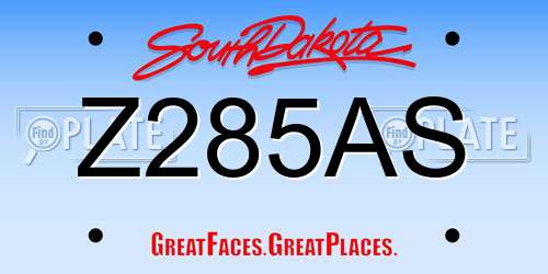 Z285AS South Dakota License Plate