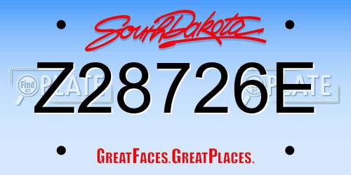 Z28726E South Dakota License Plate