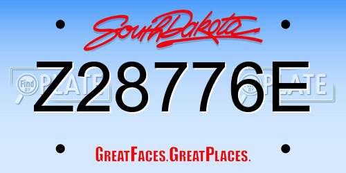 Z28776E South Dakota License Plate