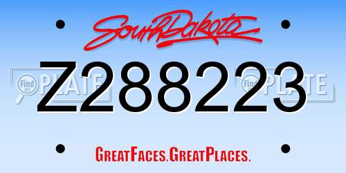 Z288223 South Dakota License Plate