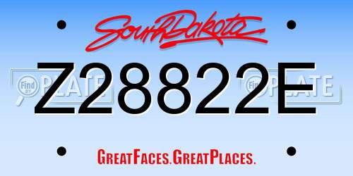 Z28822E South Dakota License Plate