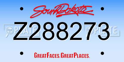 Z288273 South Dakota License Plate