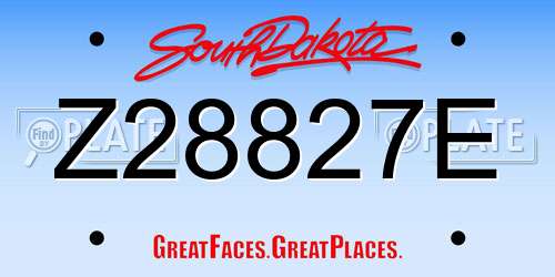 Z28827E South Dakota License Plate