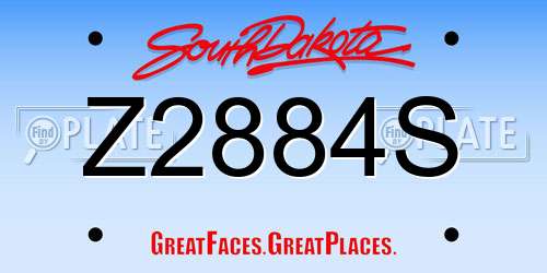 Z2884S South Dakota License Plate