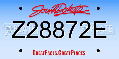 Z28872E South Dakota License Plate