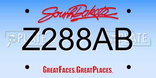 Z288AB South Dakota License Plate