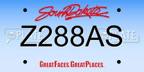 Z288AS South Dakota License Plate