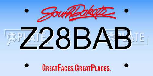 Z28BAB South Dakota License Plate