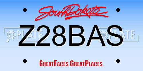 Z28BAS South Dakota License Plate