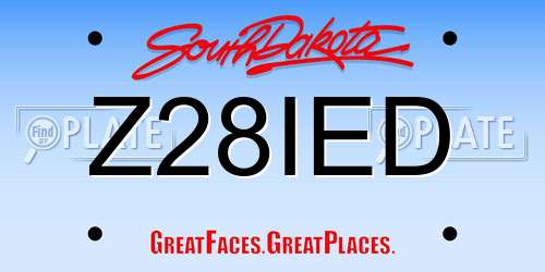 Z28IED South Dakota License Plate