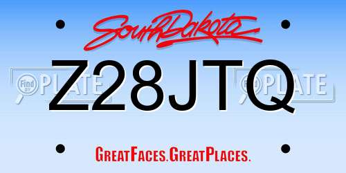 Z28JTQ South Dakota License Plate