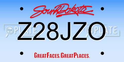 Z28JZO South Dakota License Plate
