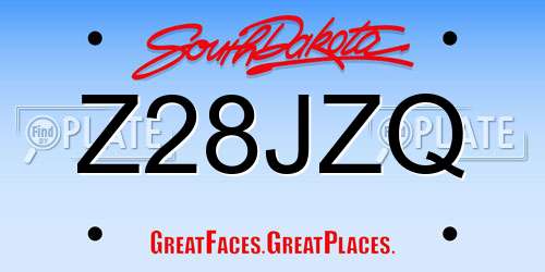 Z28JZQ South Dakota License Plate