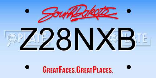 Z28NXB South Dakota License Plate