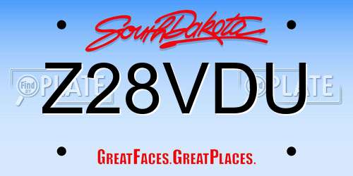 Z28VDU South Dakota License Plate